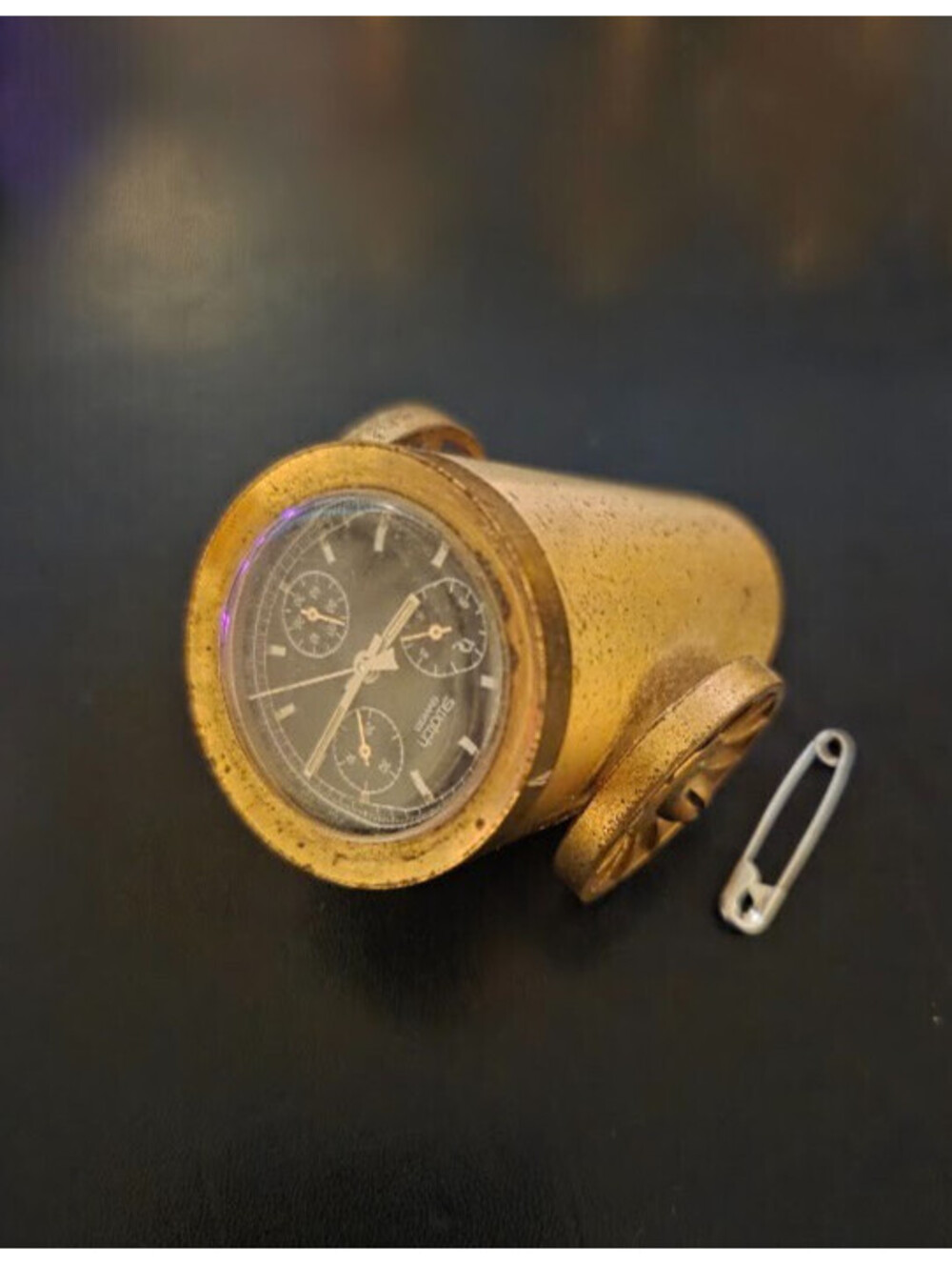 Vintage Swiss Swatch Brass Cannon Desk Clock – Miniature Timepiece Collectible